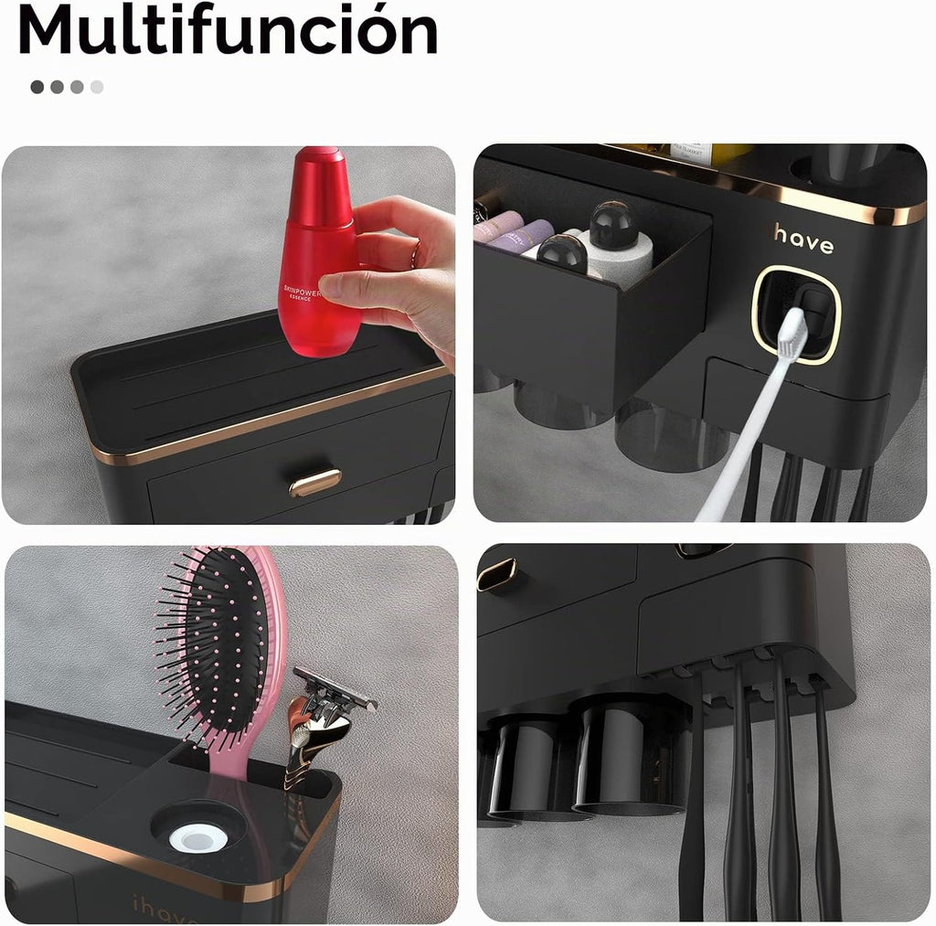 iHave - Portacepillos de dientes de pared para baños con dispensado...