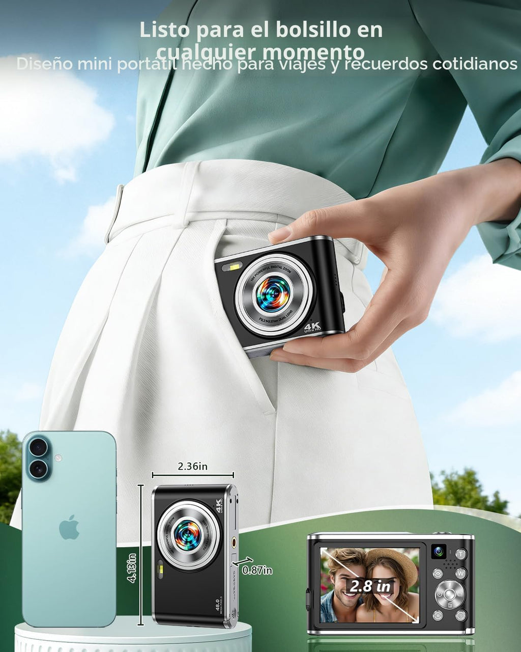 Cámara digital 4K mejorada 2026 para fotografía, cámara digital com...