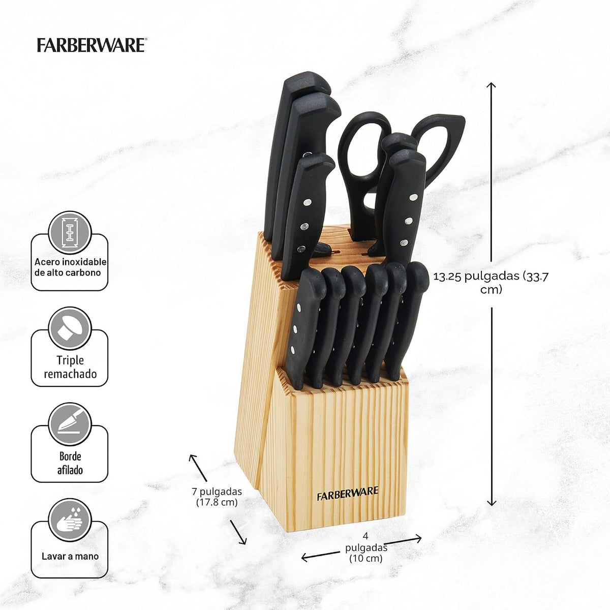 Farberware - Juego de 22 piezas de cuchillos con remache triple que...