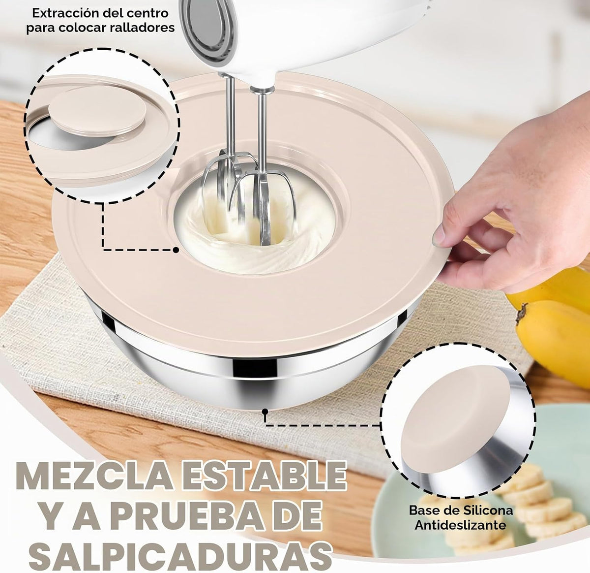 E-far Juego de 25 cuencos para mezclar con tapa, cuencos de acero i...