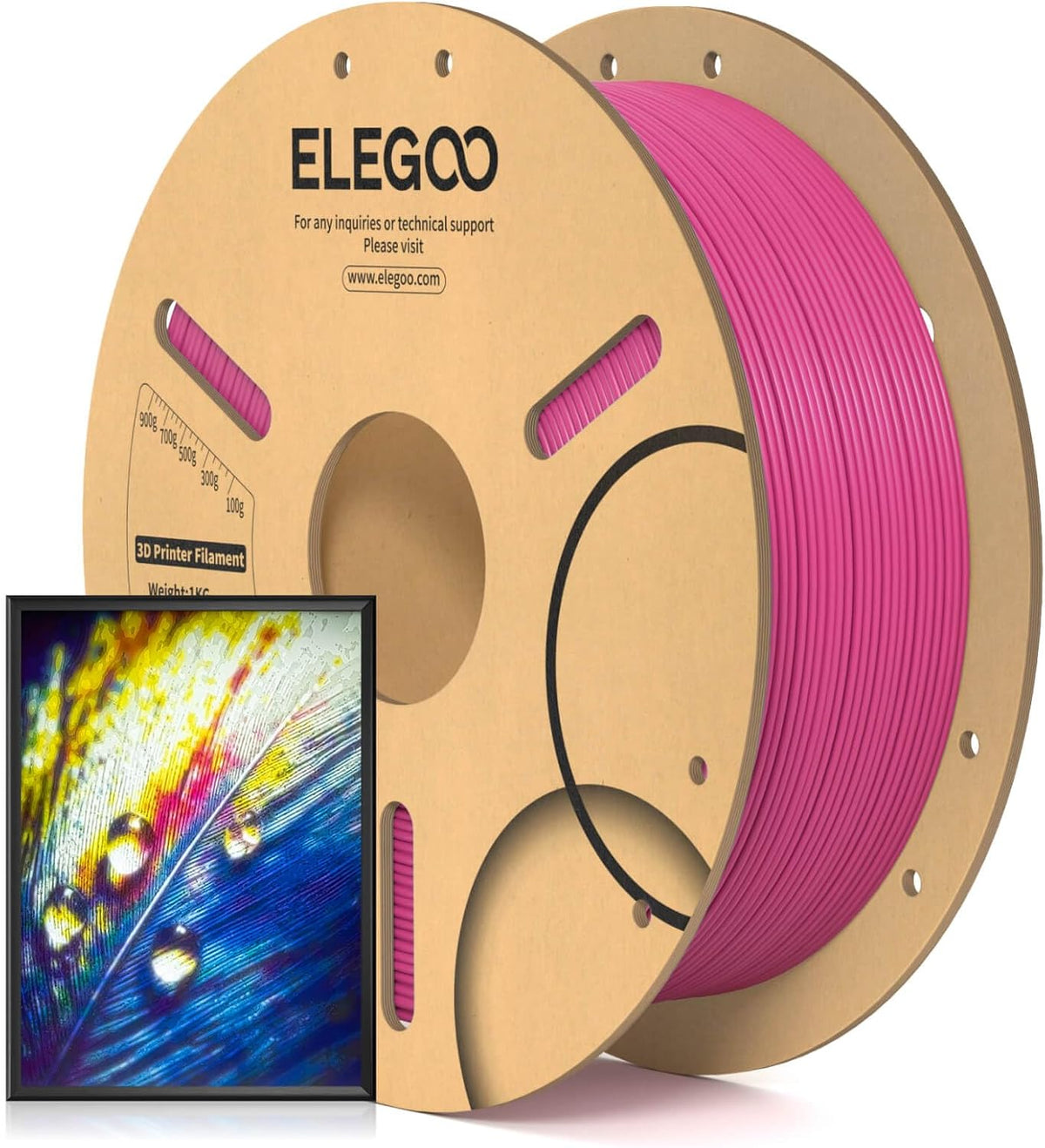ELEGOO Filamento de impresora 3D PLA 0.07 in Rilievo Megenta 2.2 lb...