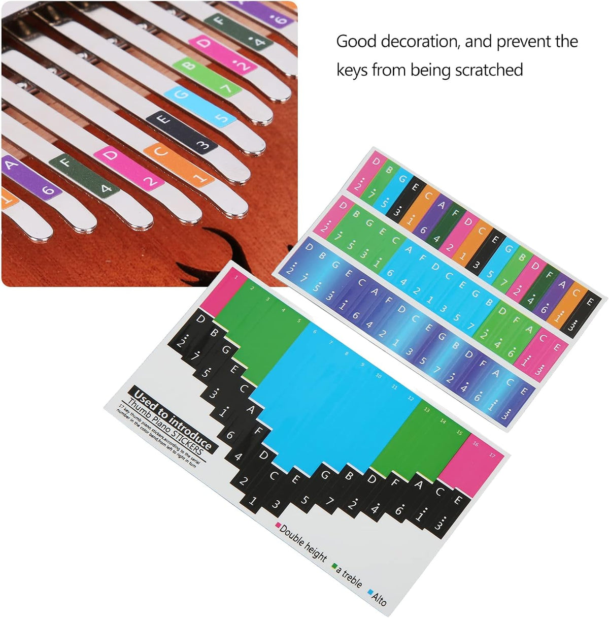 Coloridas calcomanías de escala de kalimba, calcomanías de piano de...