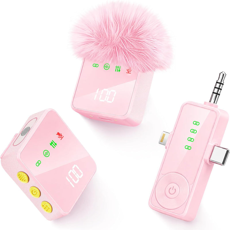 Gicorino Micrófono Lavalier Inalámbrico 3 en 1 para Cámara iPhone A...