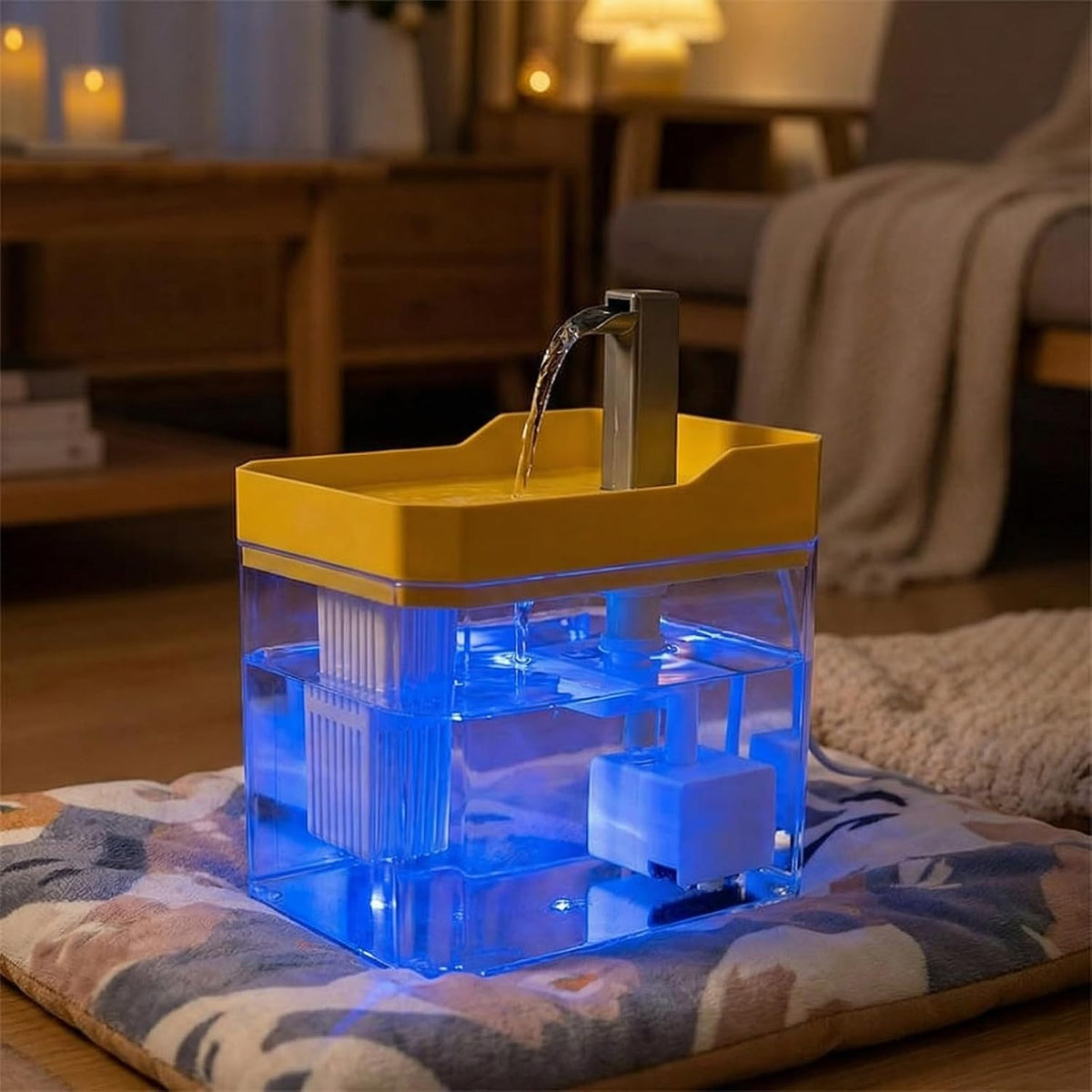 Fuente de agua linda para gatos pequeños de 1.5 L, dispensador de a...