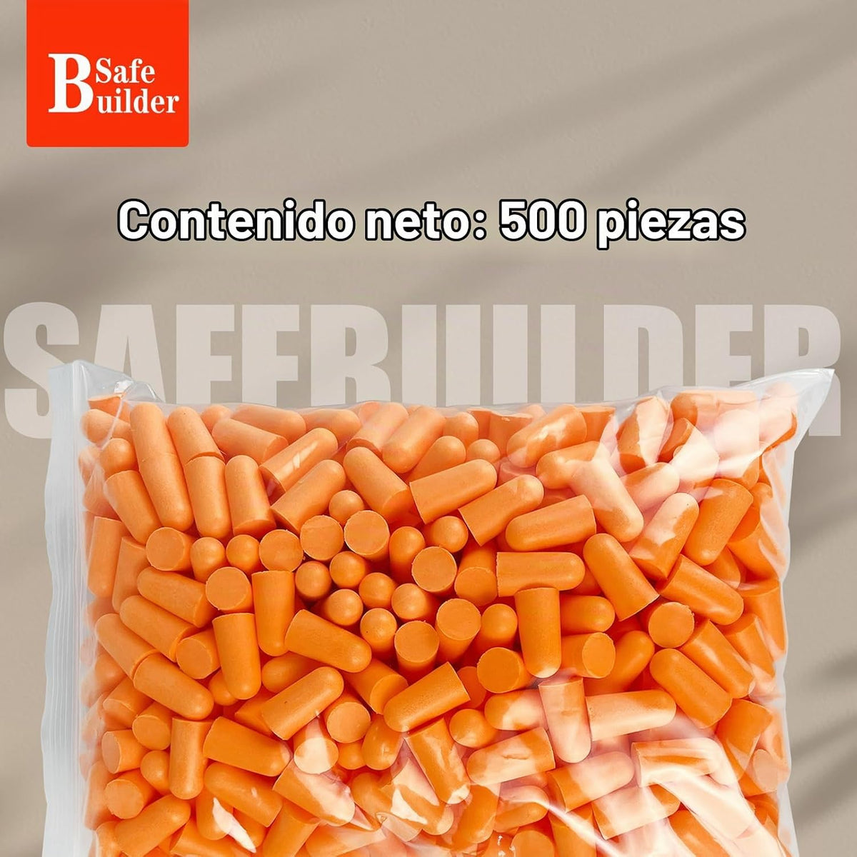 SAFEBUILDER SNR - Tapones para los oídos de 38 dB, 500 tapones de e...