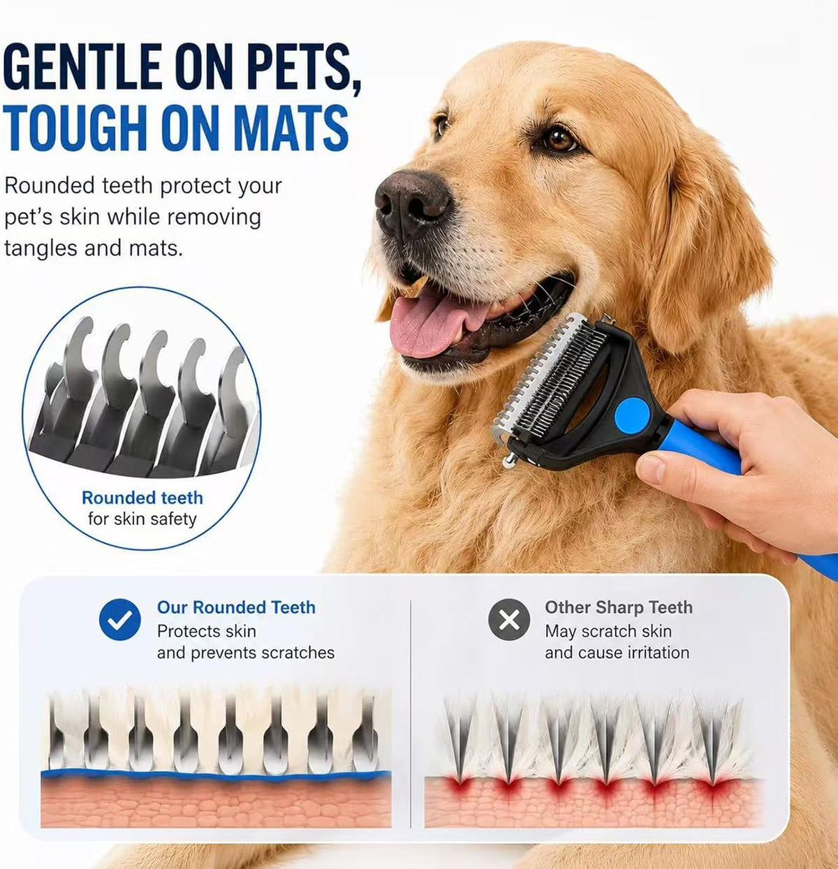 KIVMTAR Deshedding - Cepillo para perros, rastrillo 3 en 1 para per...