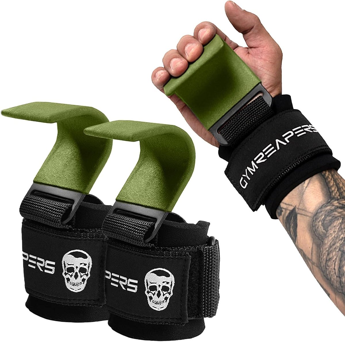 Ganchos para levantamiento de pesas Gymreapers (par), correas de mu...