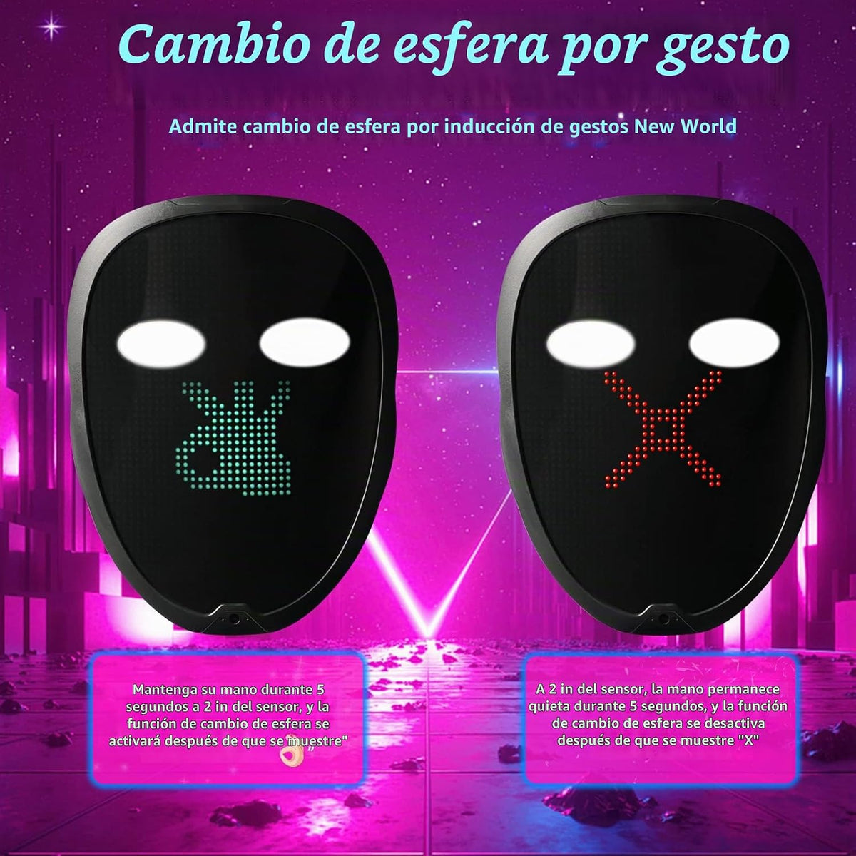 Depointer Life - Máscara LED con control de aplicación recargable c...