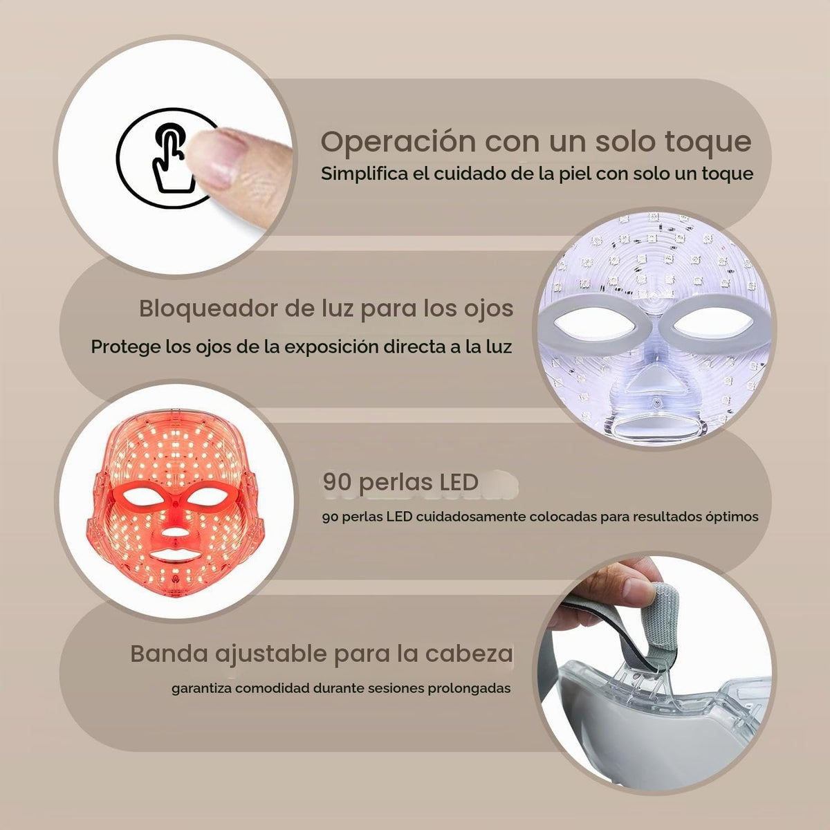 SHMHE Máscara facial LED \u2013 Máscara de luz facial inalámbrica c...