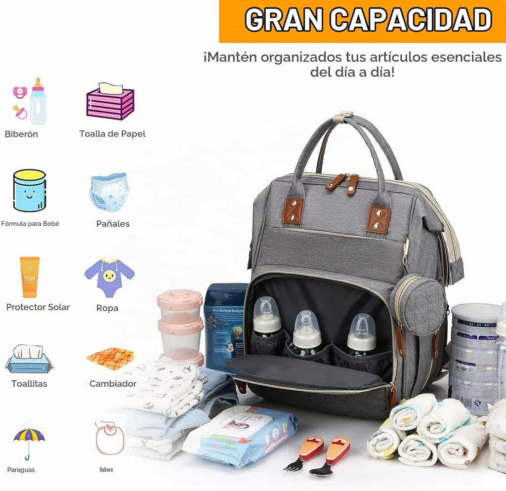 Lamroro Bolsa de pañales con cambiador, mochila de pañales 3 en 1 p...