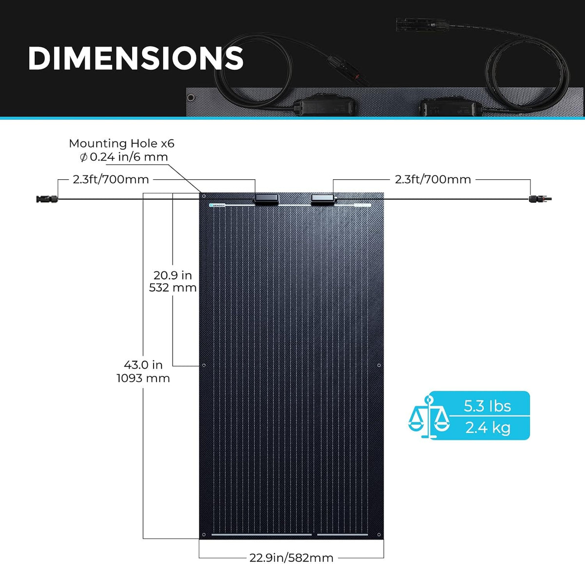 Panel solar flexible Renogy de 100 vatios, 240°, ultraflexible | Pa...