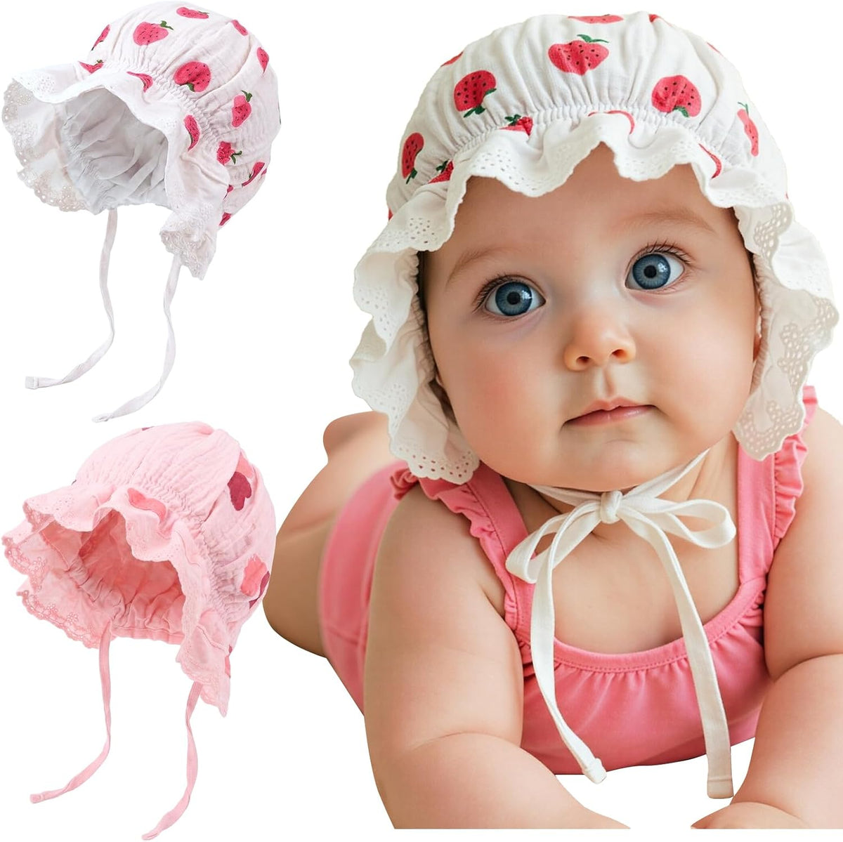 DRESHOW BQUBO - Gorro de algodón de encaje para bebé, recién nacido...