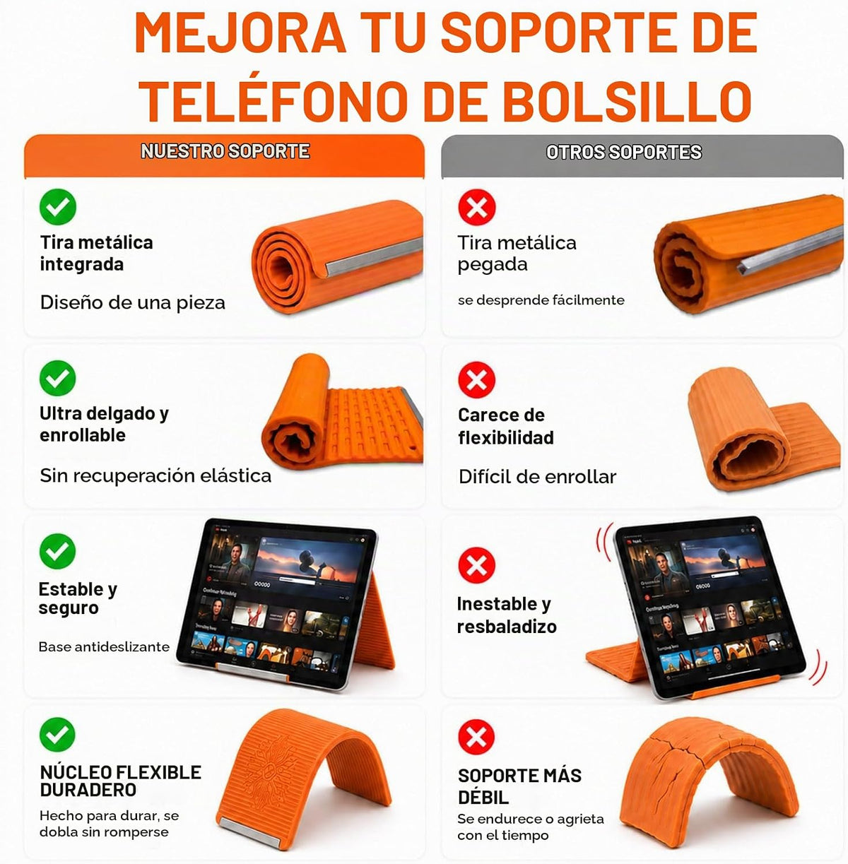 NVXEBOG Soporte para teléfono de avión, portátil, plegable, de alum...