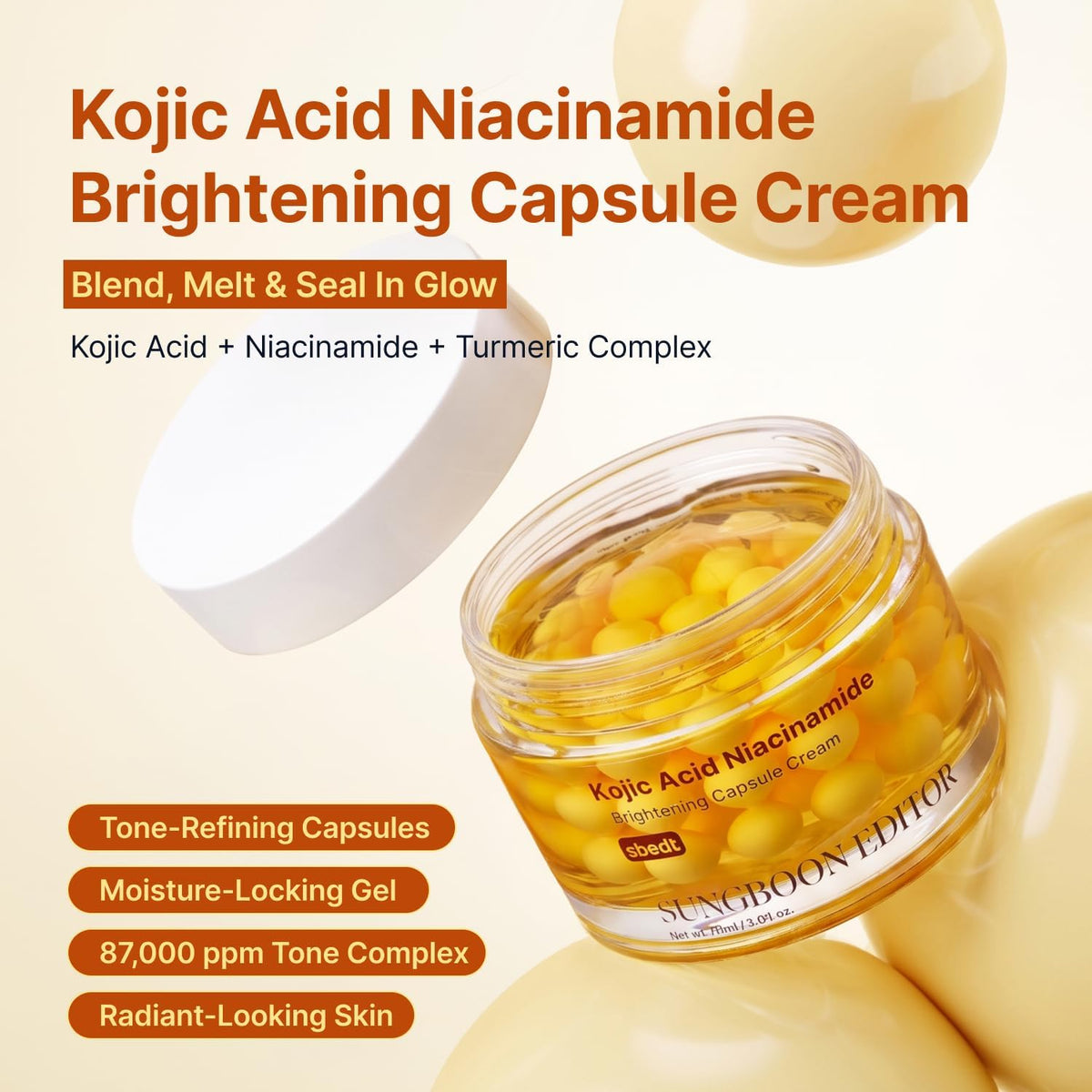 SUNGBOON EDITOR Crema de cápsulas de ácido kójico, cúrcuma, ilumina...