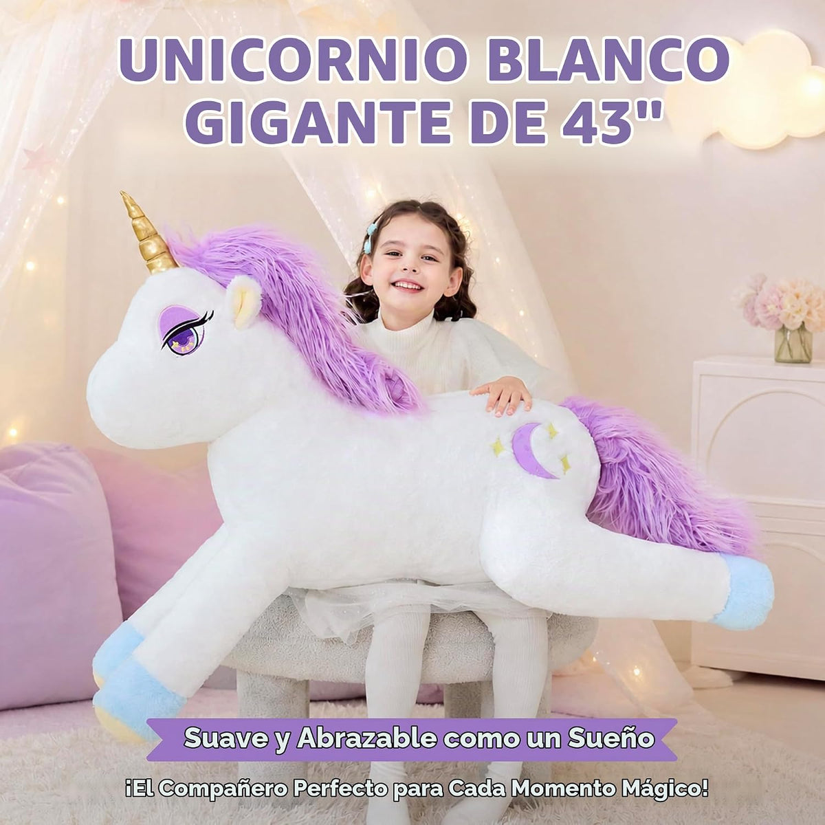 IKASA Animal de peluche gigante de unicornio suave, juguetes grande...