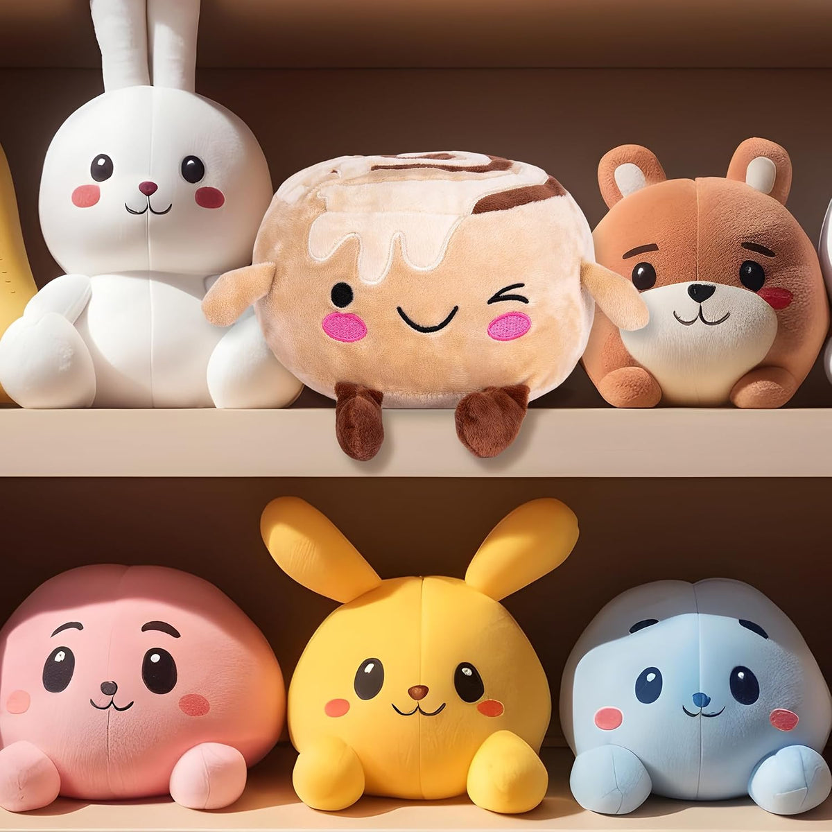 ArtCreativity Kawaii - Rollo de canela, juguete de peluche, 9 pulga...