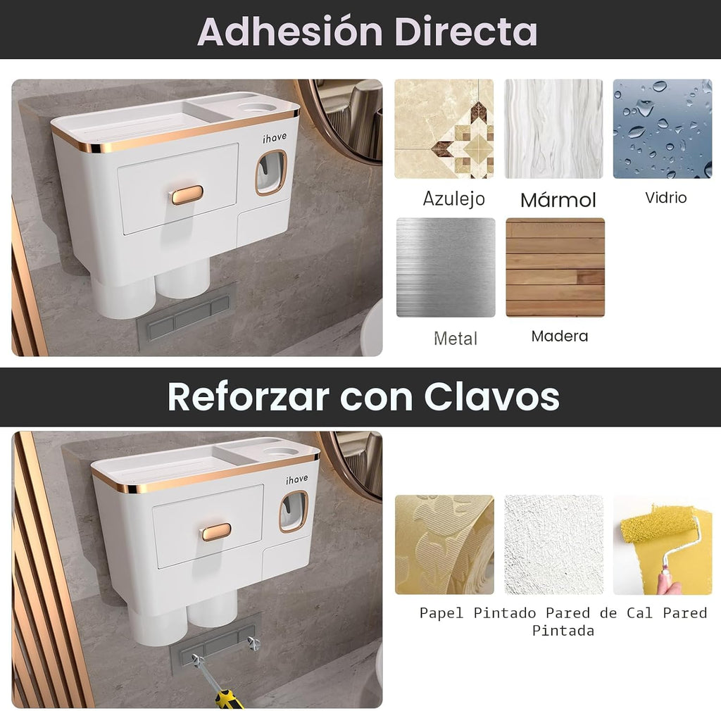 iHave - Soporte para cepillos de dientes para baño, dispensador de...