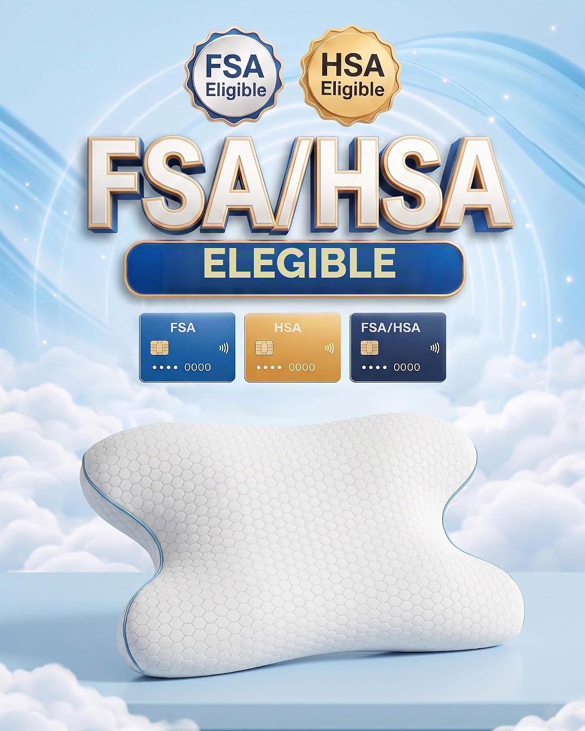 Elviros Almohada portátil CPAP para dormir de lado y espalda, almoh...
