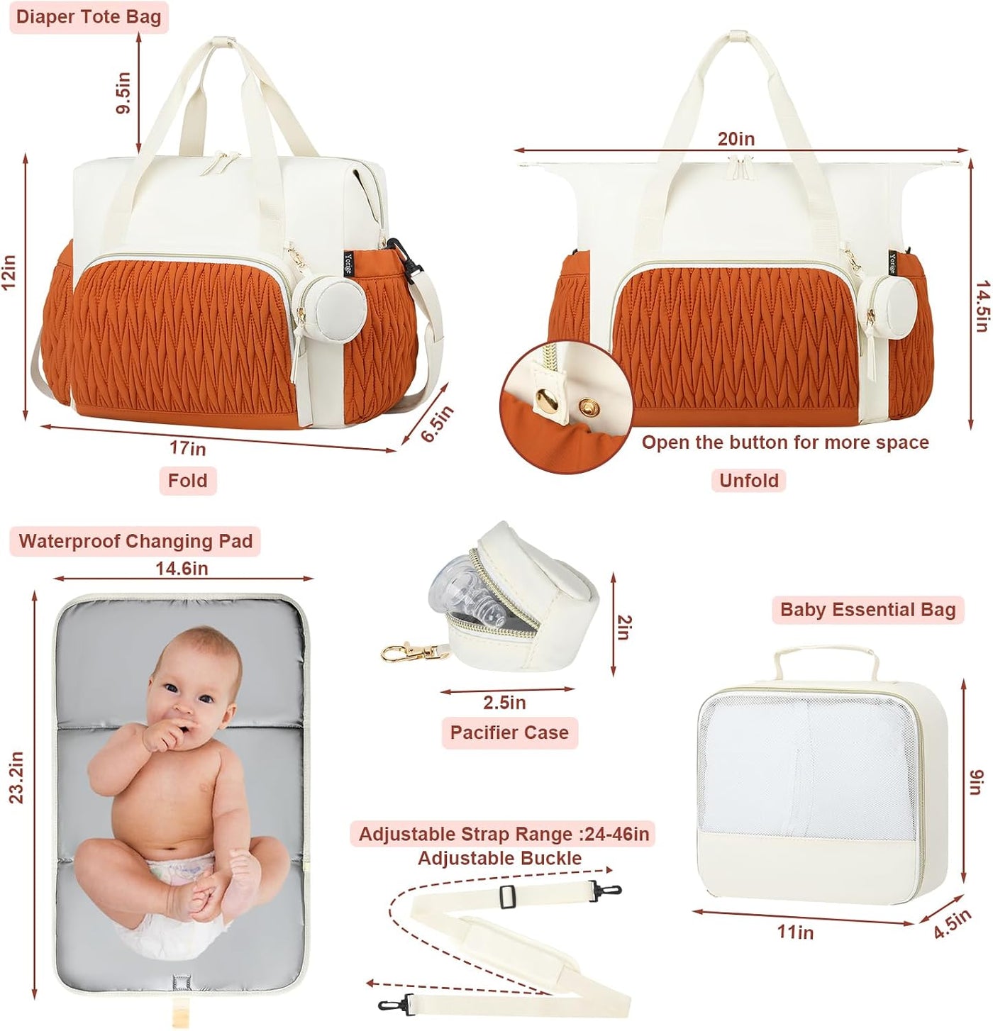 Bolsa de pañales para bebé, 6 unidades, bolsas de hospital grandes...