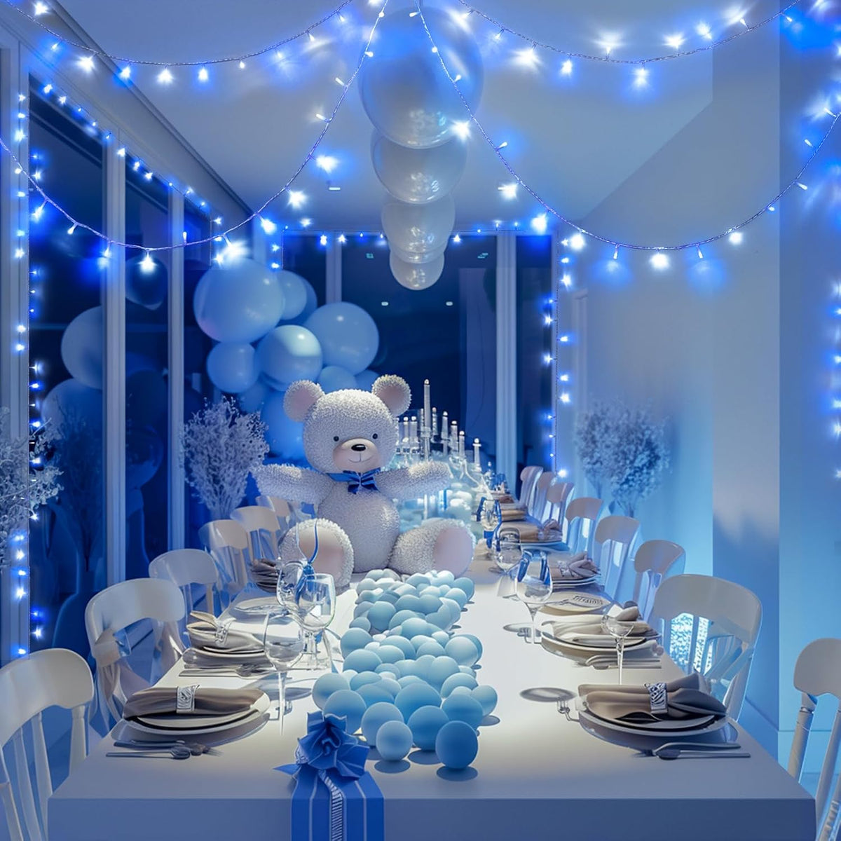 JMEXSUSS 400 LED Luces Navideñas Azules y Blancas Interior Exterior...