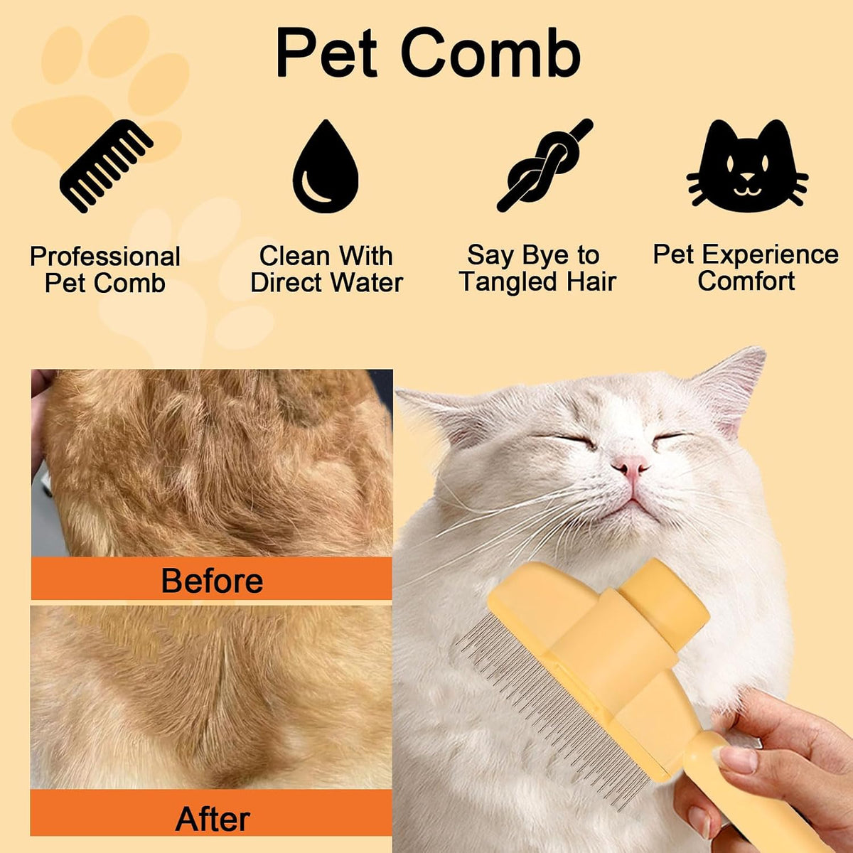 MeowAroma Peine para perros y gatos con botón de liberación, herram...