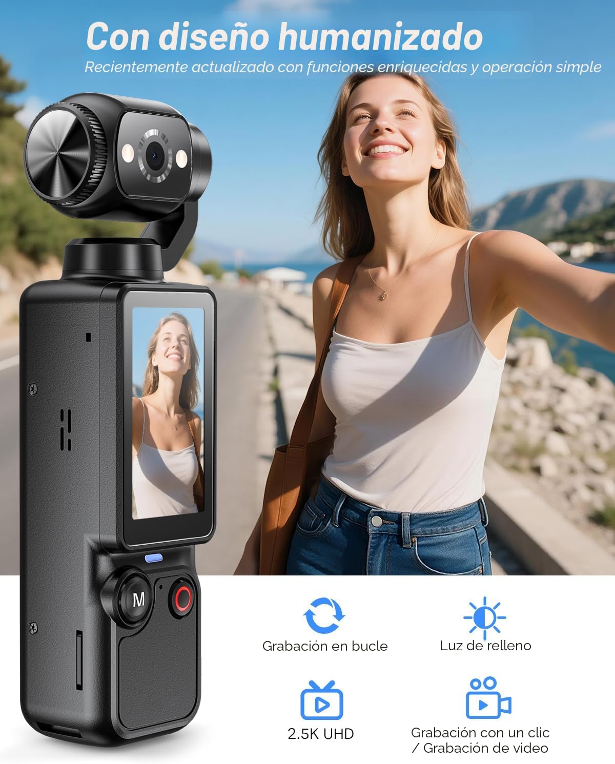 CGXUED Cámara de vlogging, mini videocámara, cámara de video portát...
