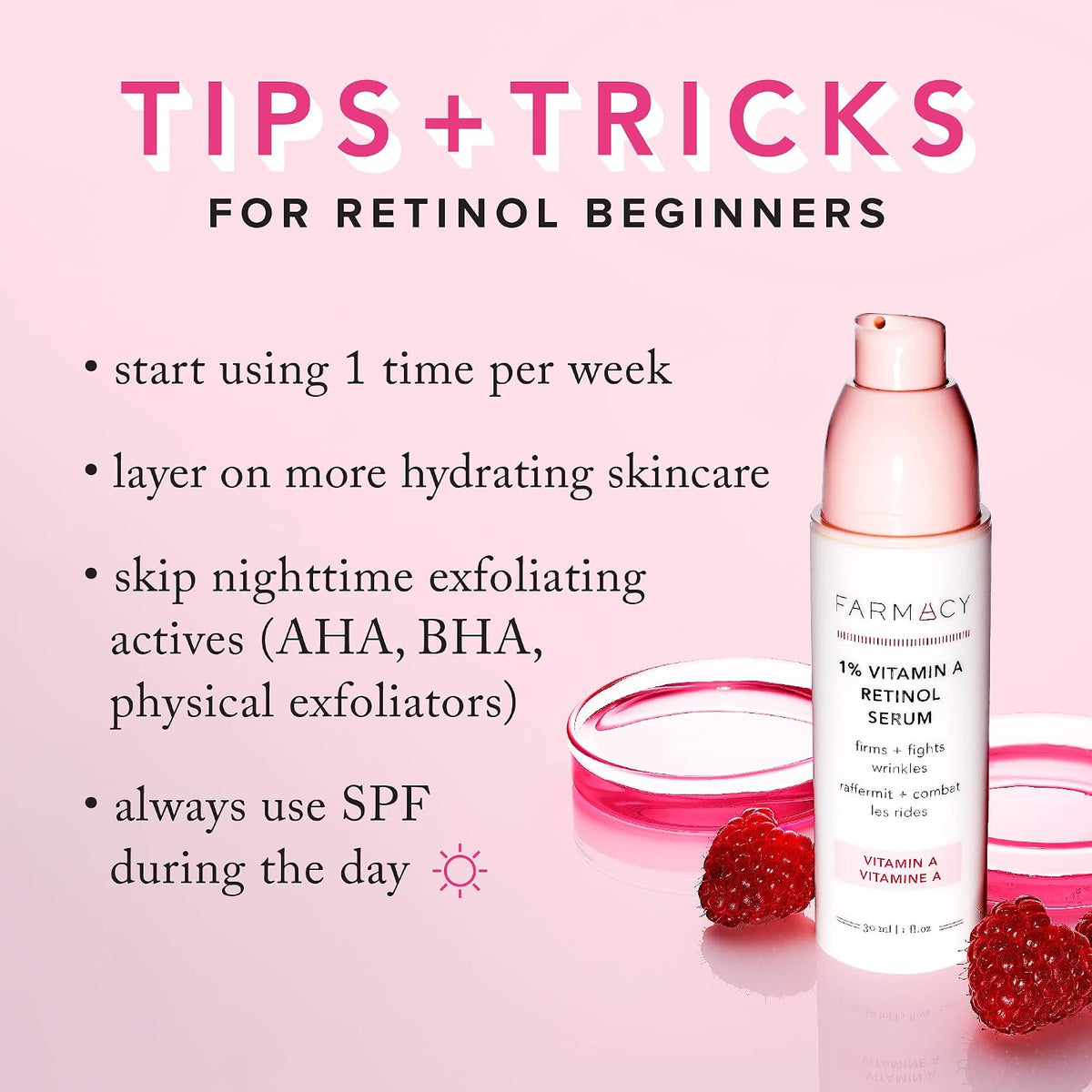 Farmacy Suero de retinol para la cara, 1% de vitamina A antienvejec...
