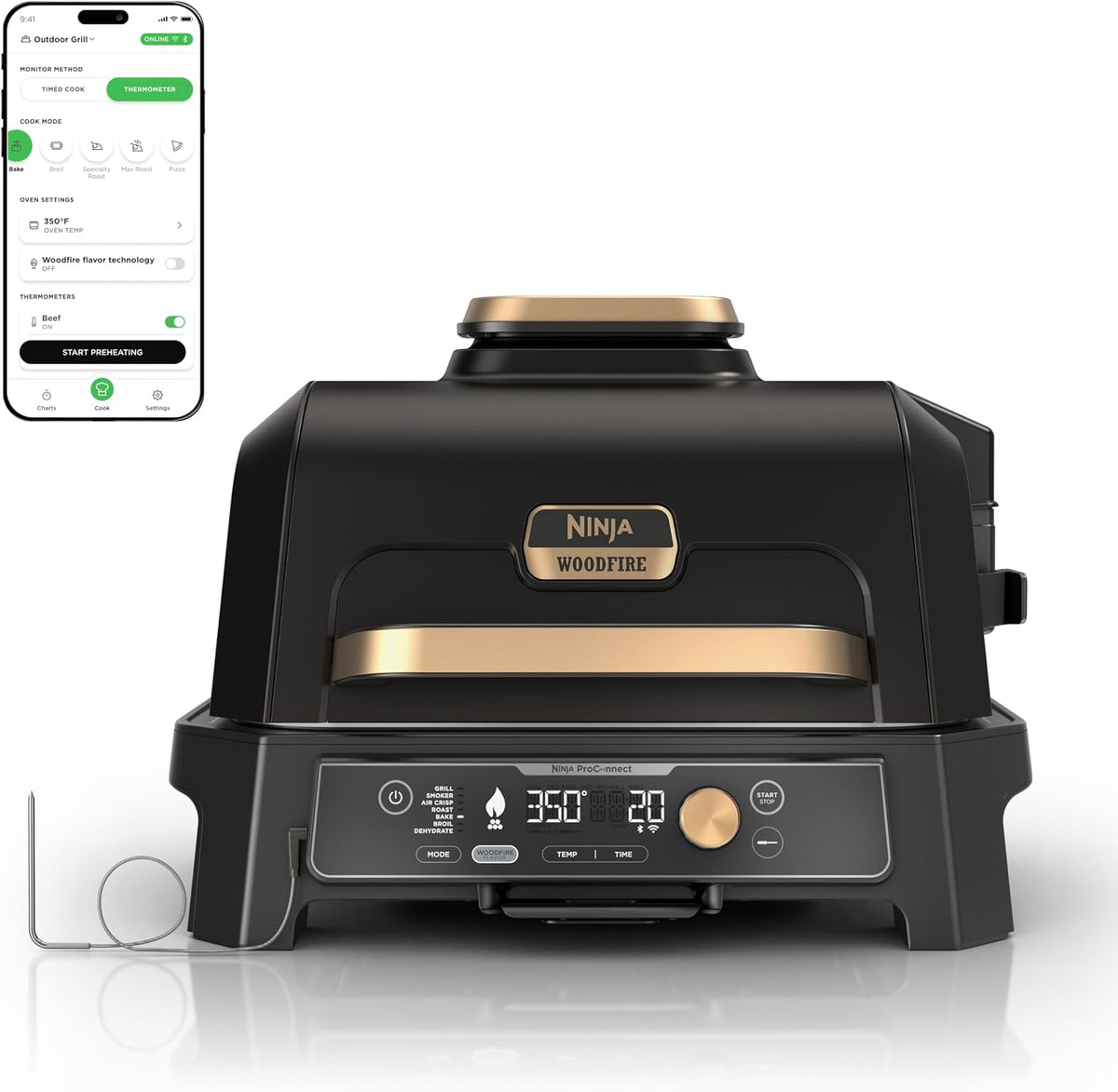 Ninja Woodfire ProConnect Premium XL - Parrilla y ahumador para ext...
