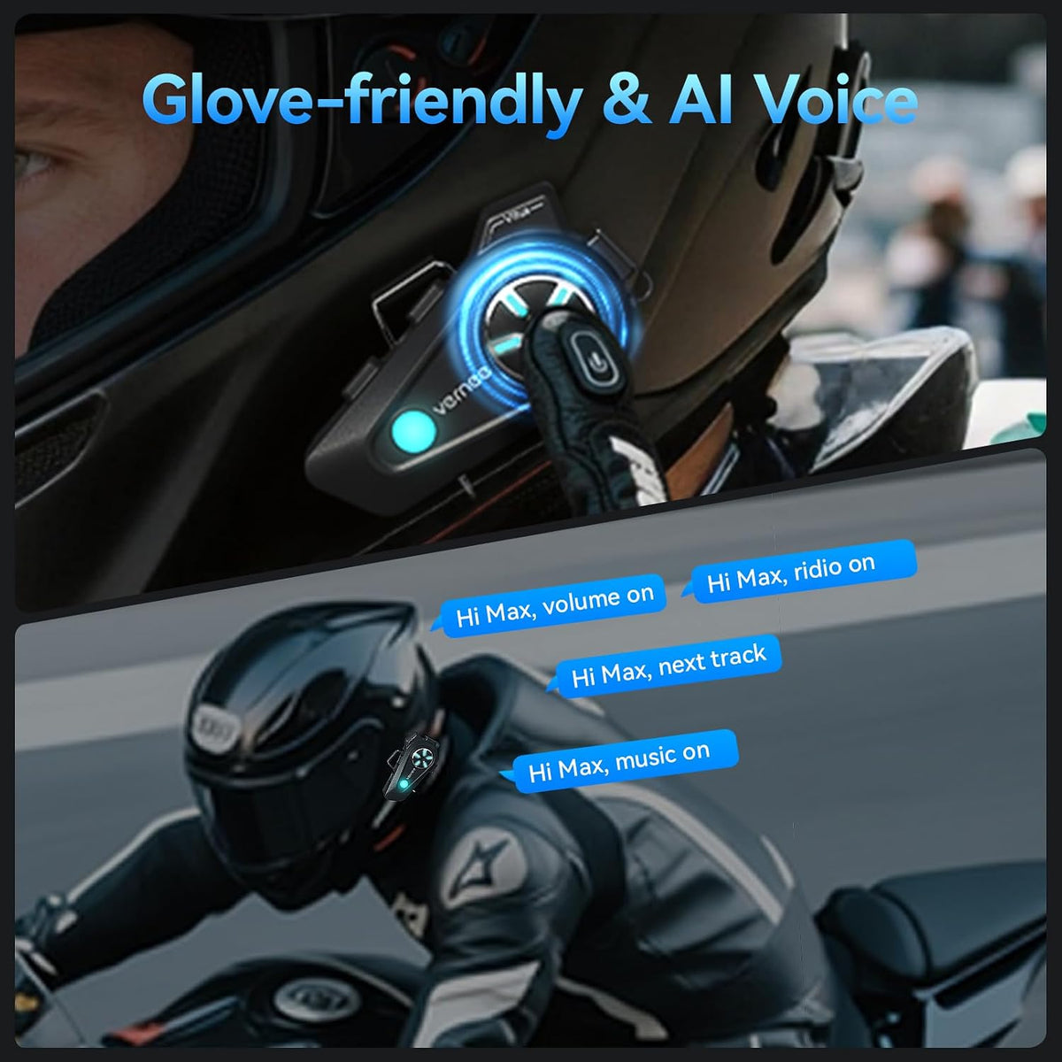 Vernee Altavoces Bluetooth para casco de motocicleta, 4 conductores...