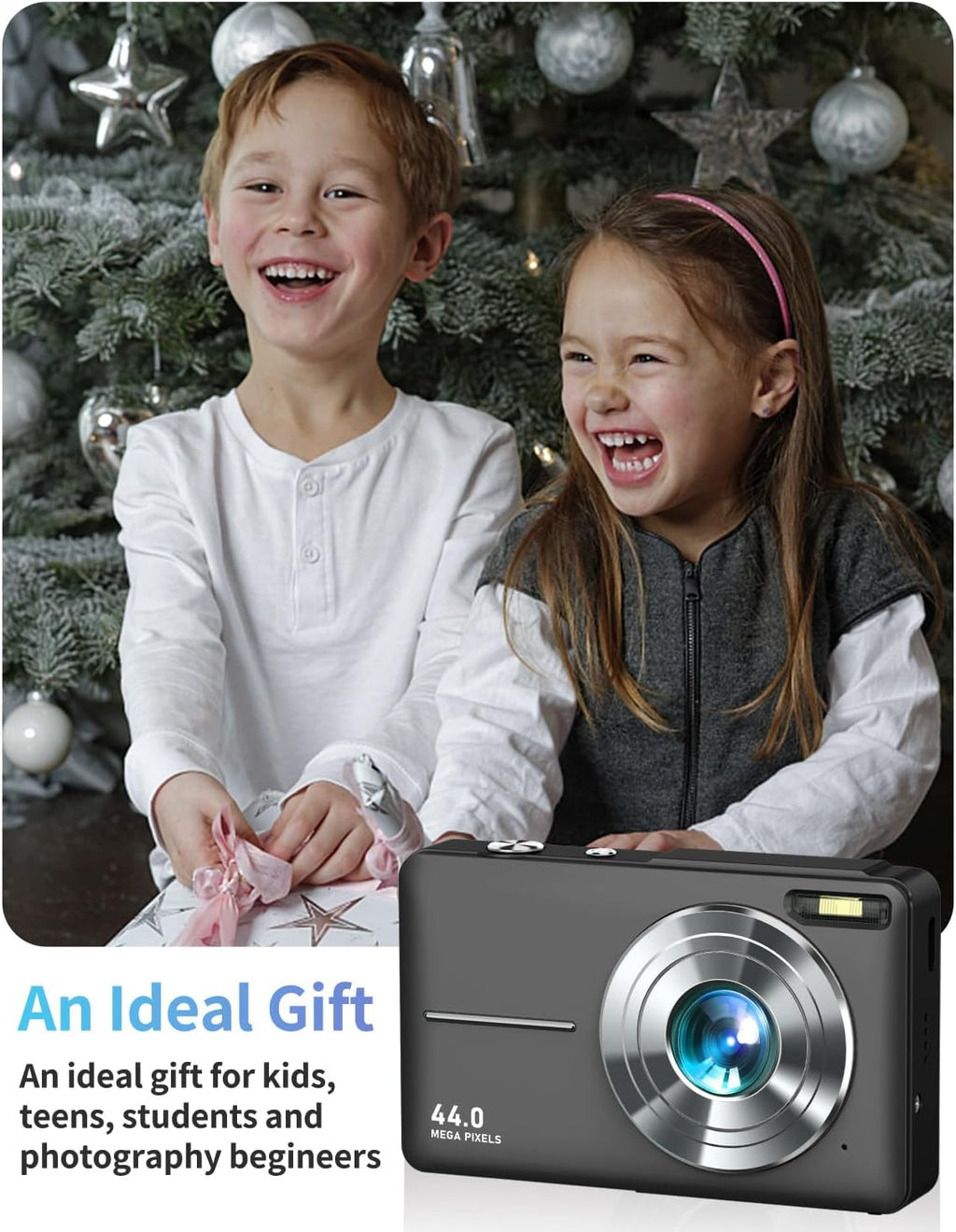 Cámara digital, FHD 1080P apuntar y disparar cámara para niños adol...