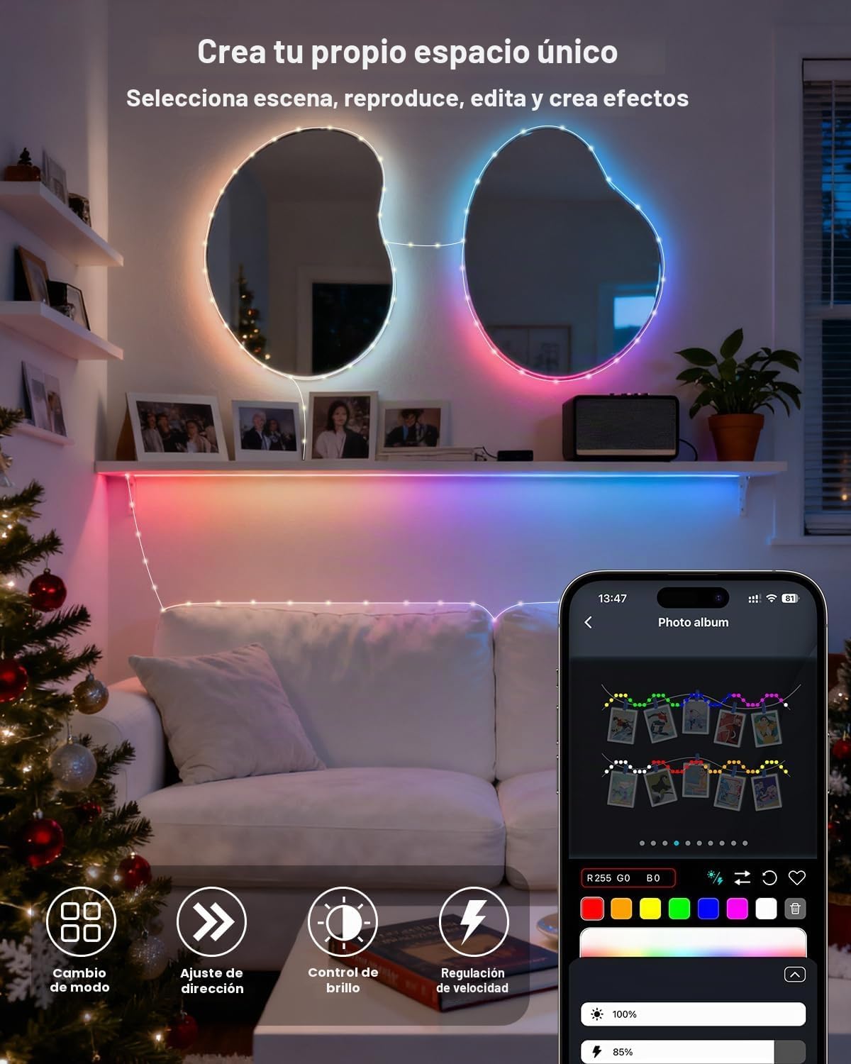 Super RGB Guirnalda de luces inteligentes de 131.2 pies, 400 luces...