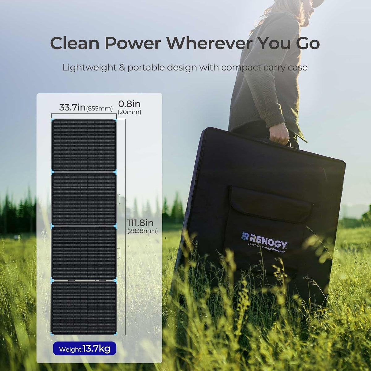 Panel solar portátil Renogy de 400 W, materiales de primera calidad...