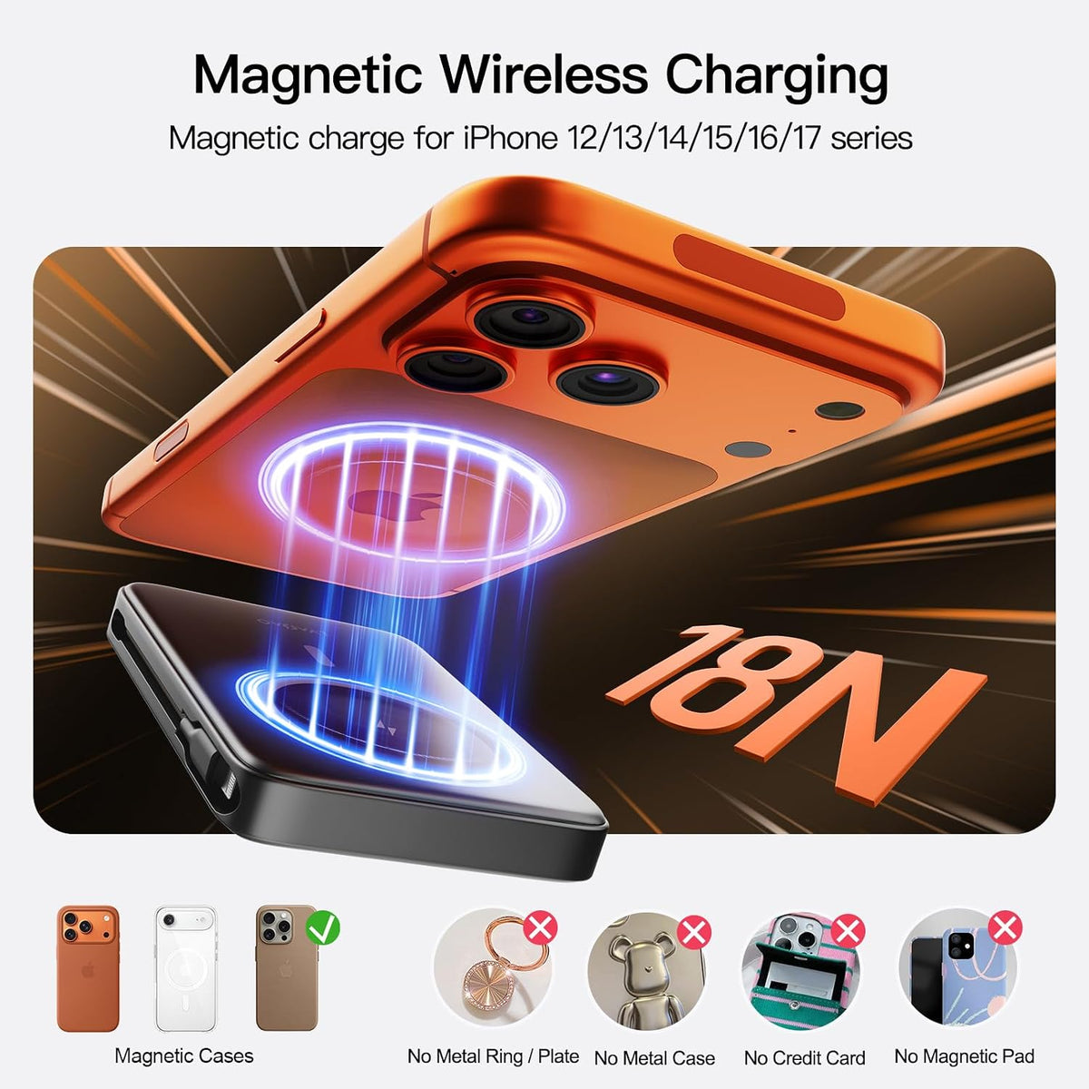 Cargador portátil magnético 10000mAh, banco de energía 22.5W con ca...
