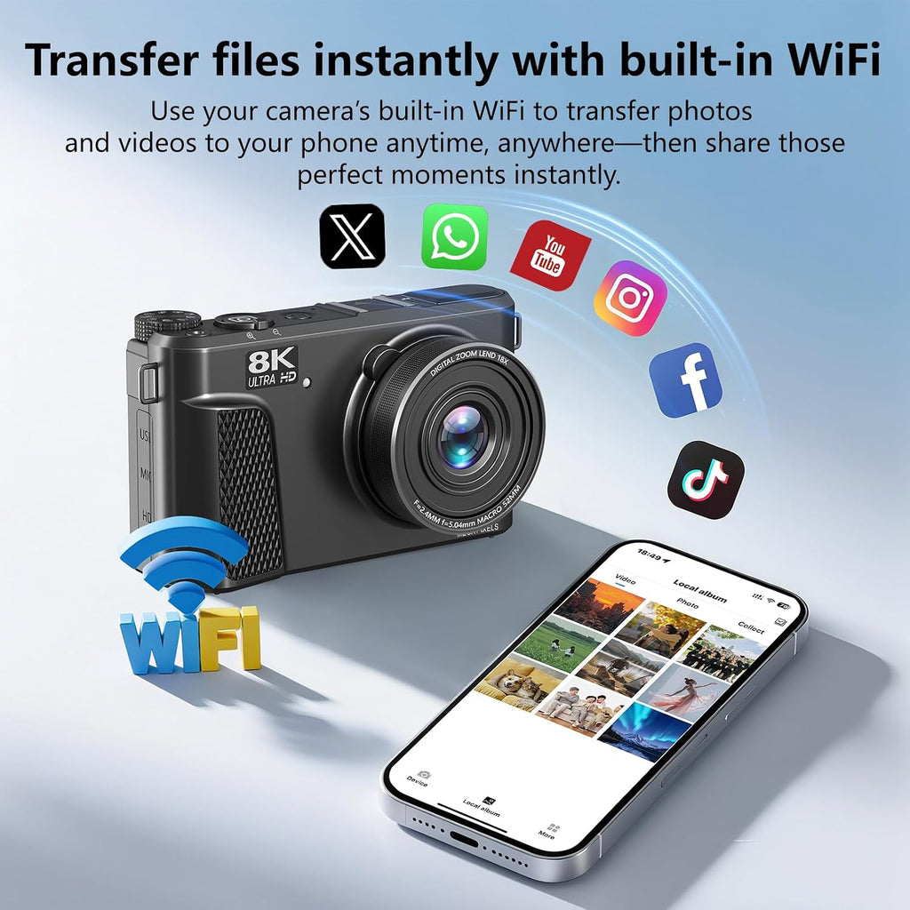 Cámara digital 8K para fotografía, cámara de vlogging para YouTube...