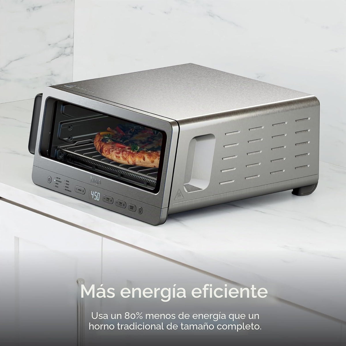Ninja Horno tostador abatible y freidora de aire, 8 en 1, acero ino...