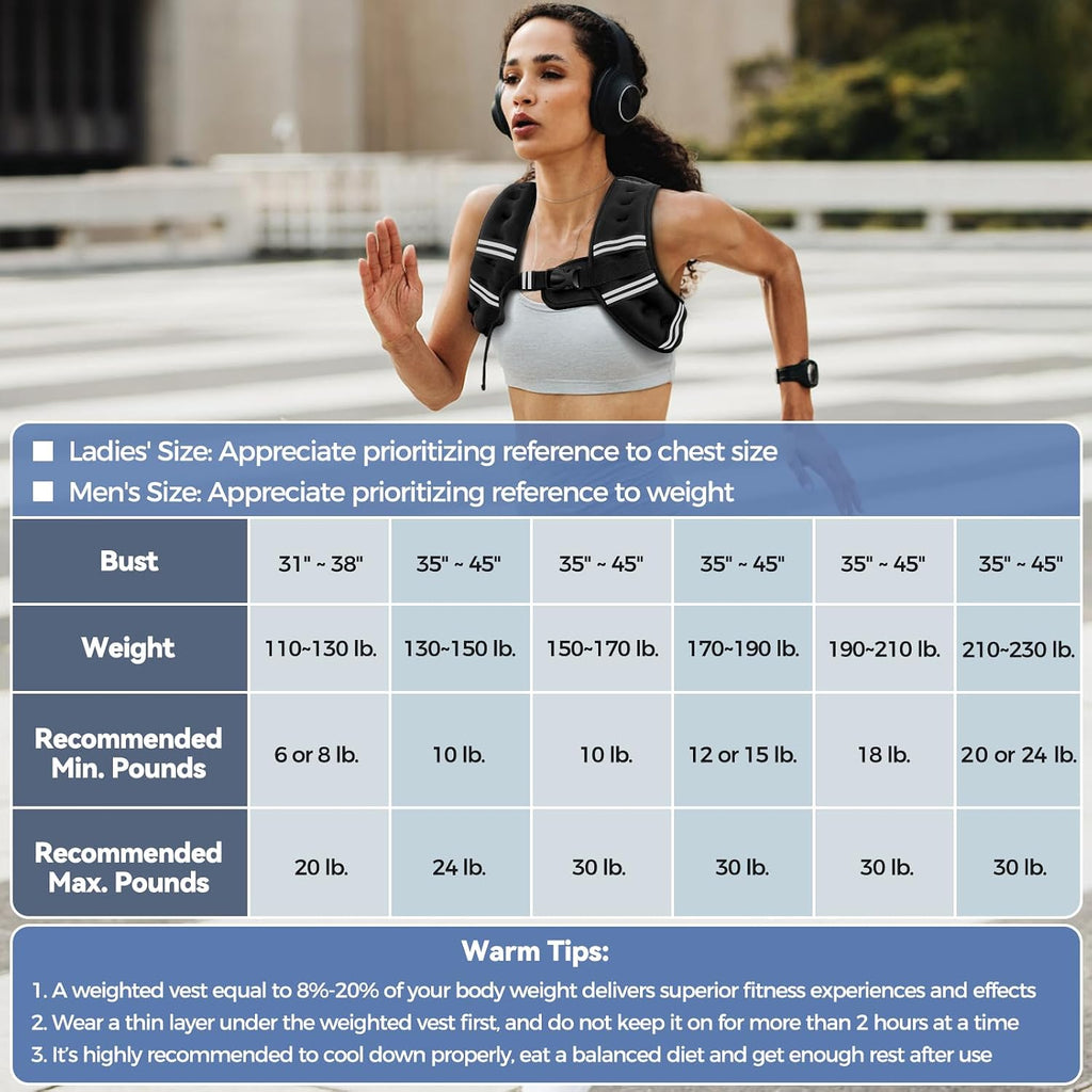 Zeerun Chaleco con peso, 6 libras, 8 libras, 10 libras, 12 libras,...