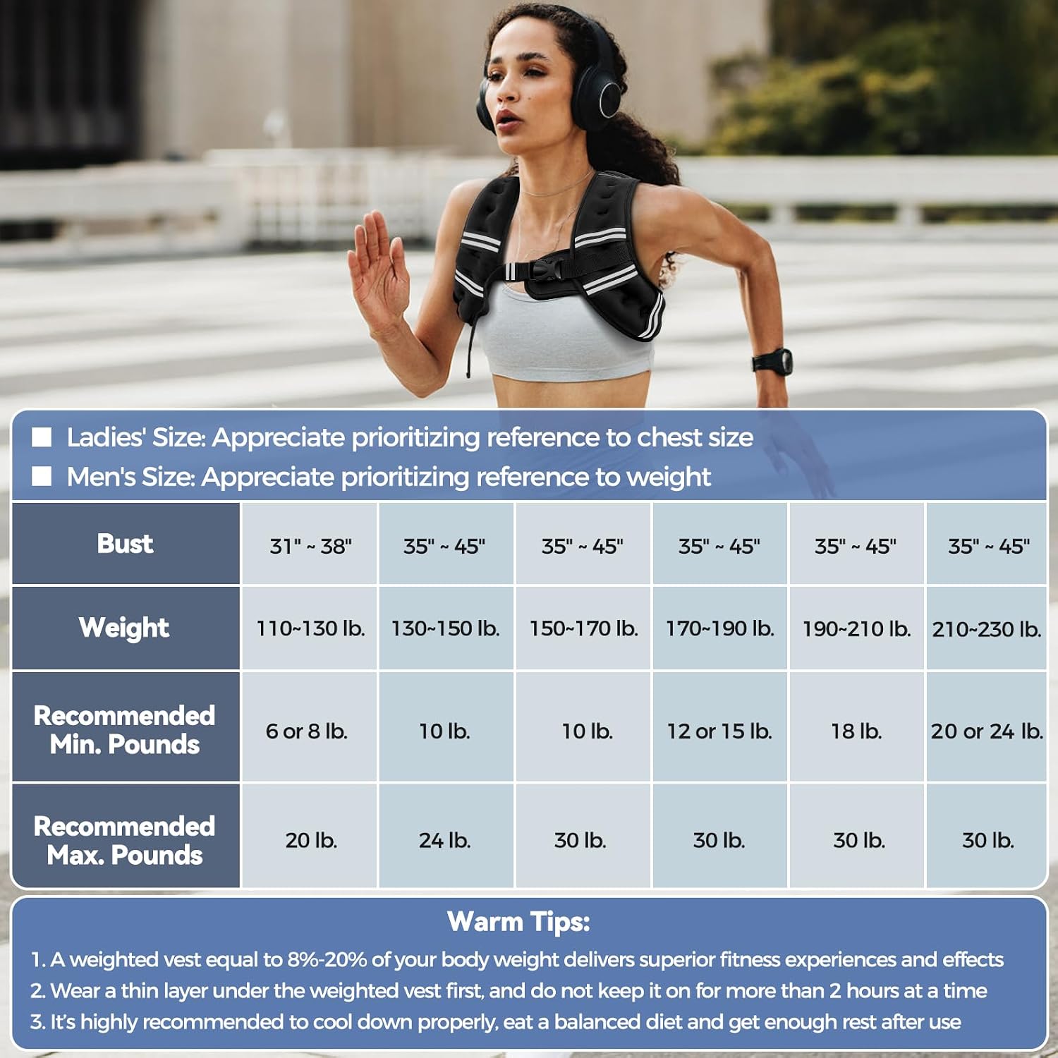 Zeerun Chaleco con peso, 6 libras, 8 libras, 10 libras, 12 libras,...