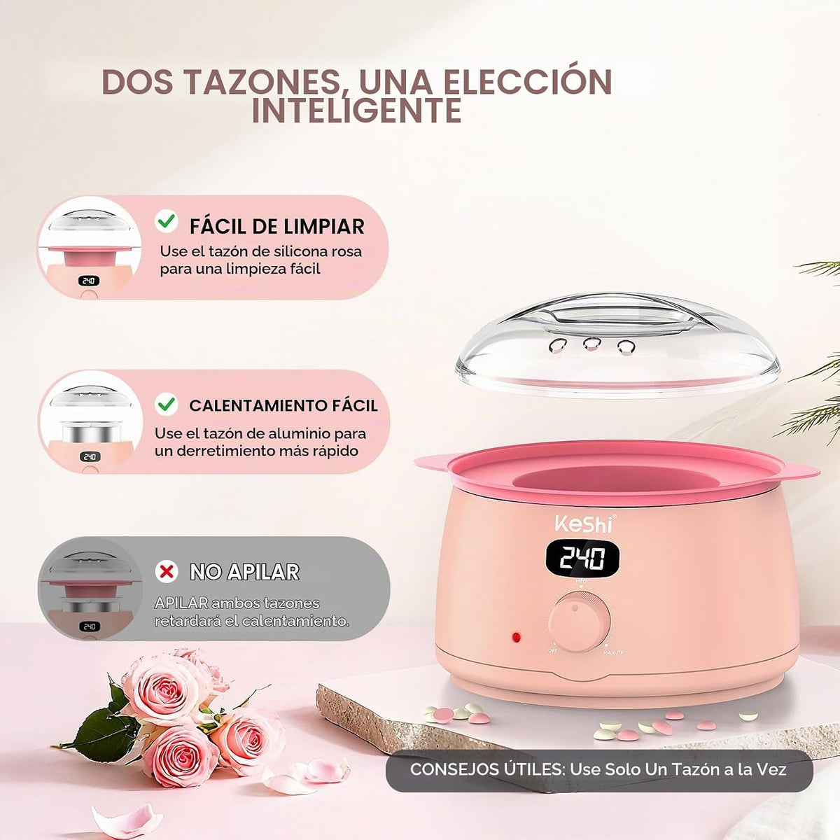 Kit de cera KeShi para mujeres y hombres, calentador de cera digita...