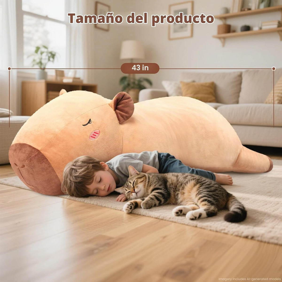 SuzziPals Peluche de Capibara Gigante de 43 pulgadas, Animal de Pel...