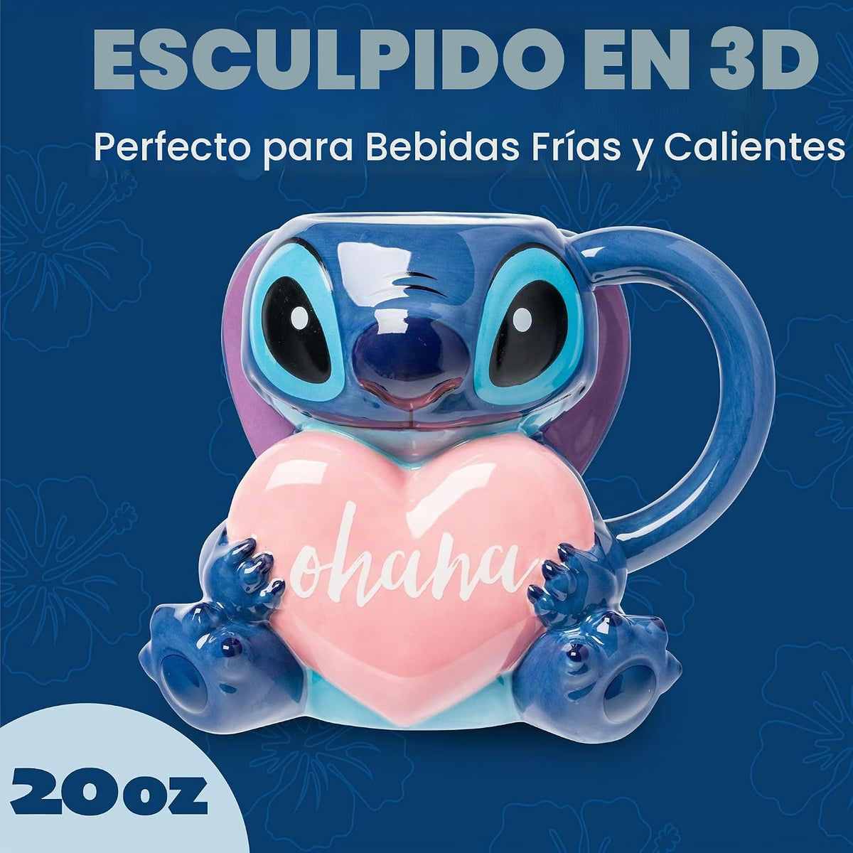 Silver Buffalo Disney Lilo and Stitch Ohana - Taza esculpida en 3D,...