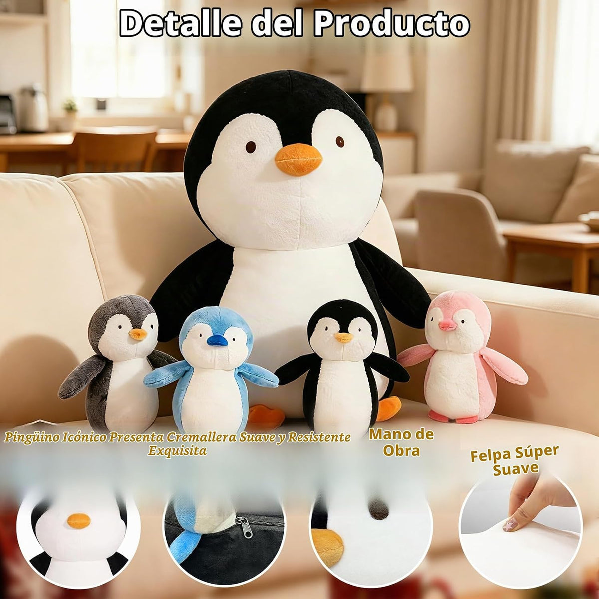 MMguai Juego de 5 Piezas de Animales de Peluche de Pingüinos, Peluc...