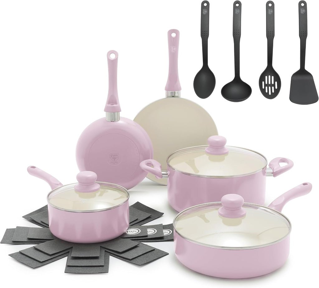 GreenLife Juego de utensilios de cocina antiadherentes de 16 piezas...