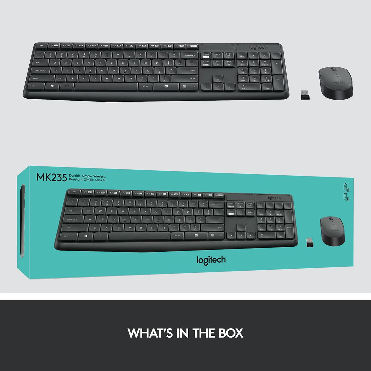 Logitech Teclado y mouse inalámbrico MK235 | Teclado de tamaño comp...