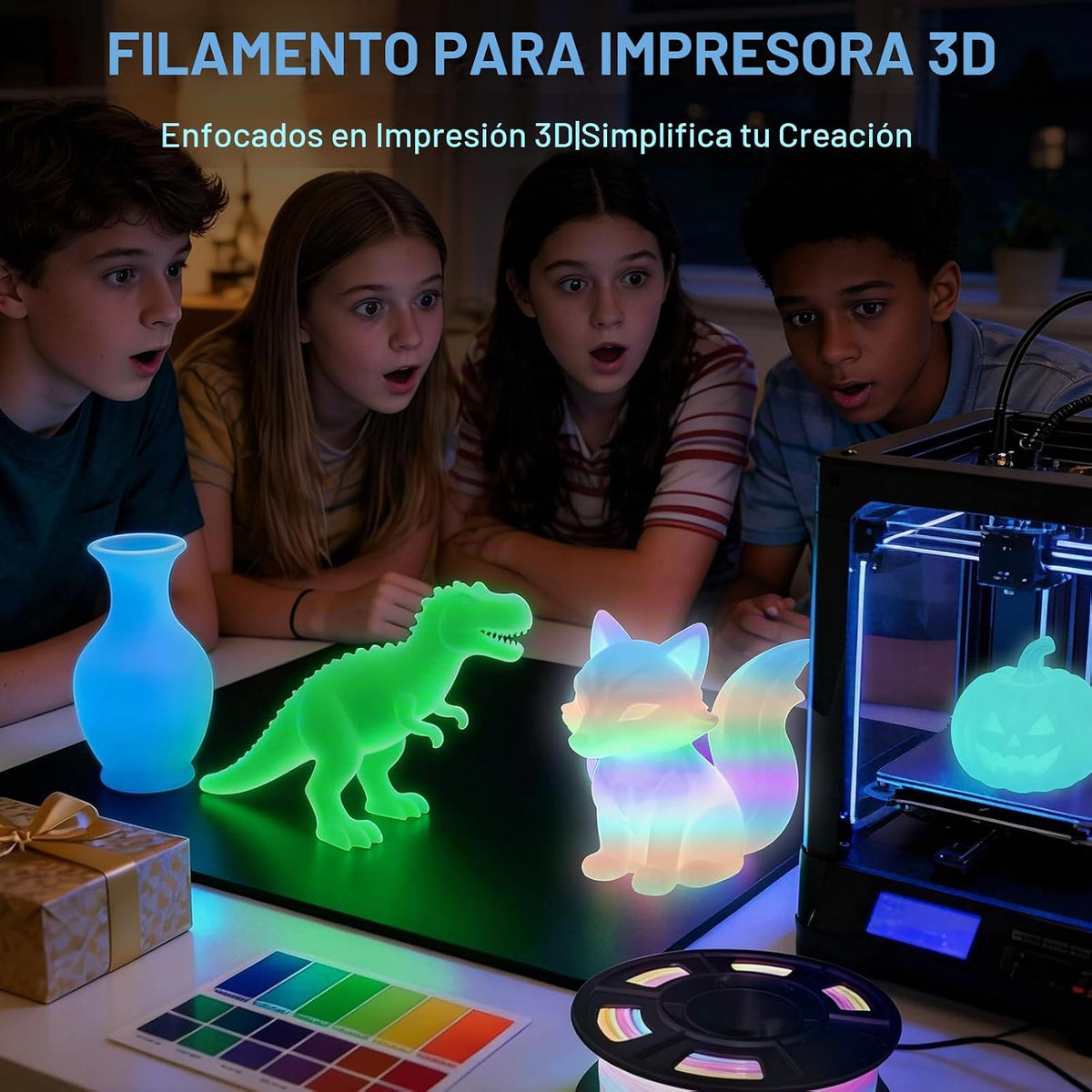 Frucindra Filamento de impresora 3D PLA+ que brilla en la oscuridad...