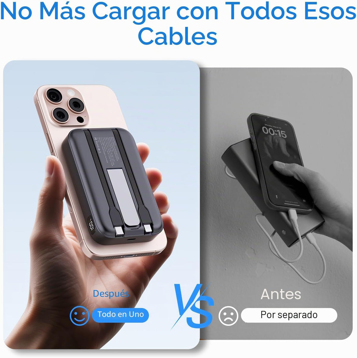 VTIAEK Banco magnético de energía 16800mAh con cables incorporados...