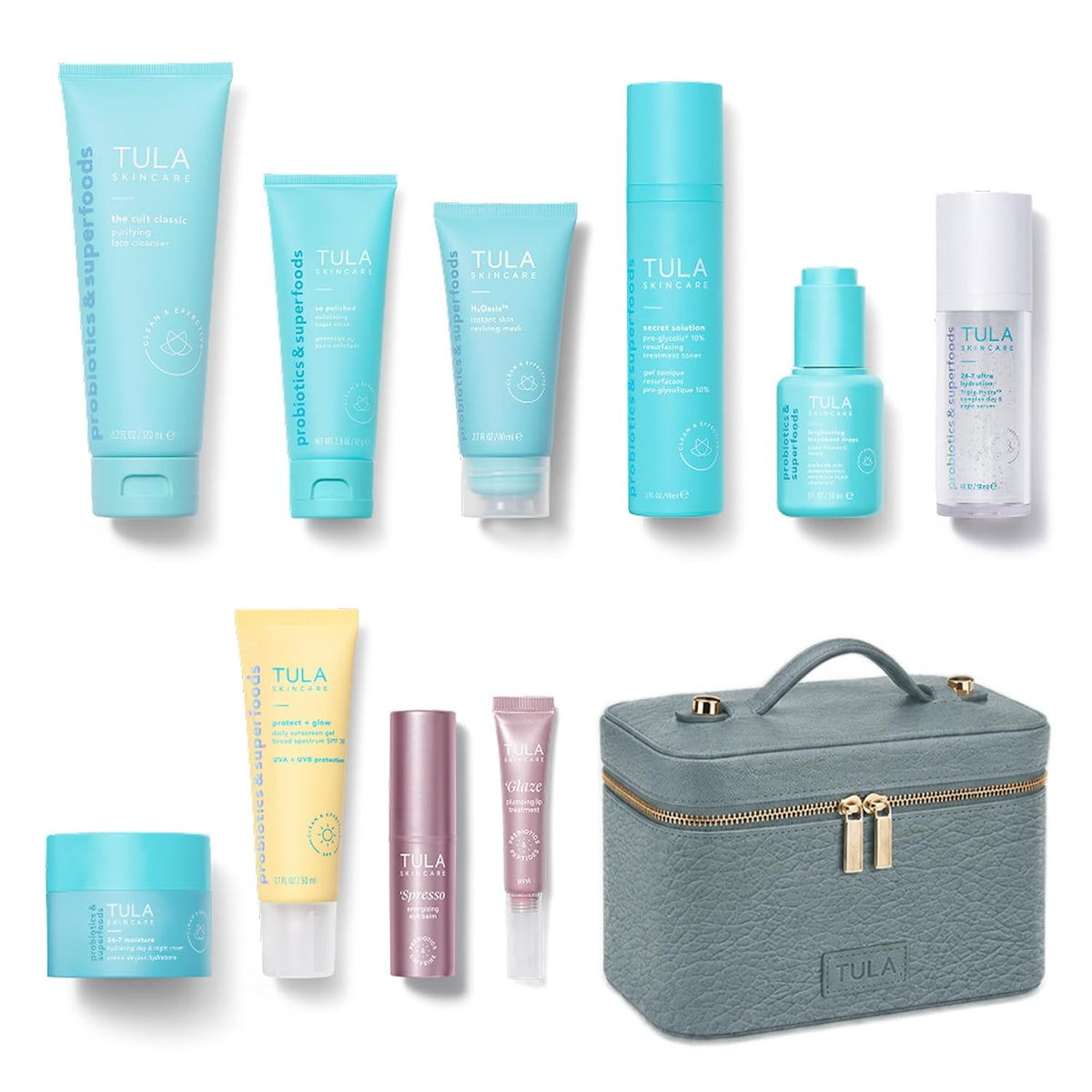 TULA On-The-Go, Holiday, Vault Kit de cuidado de la piel para viaje...