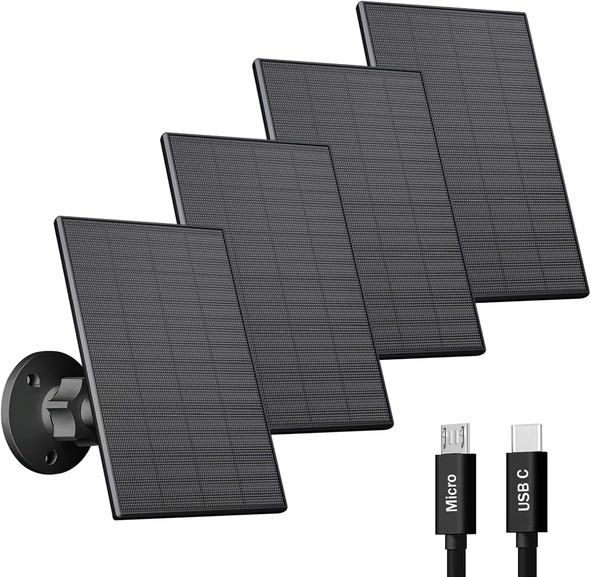 VUEBEE Panel solar de 2 W para cámaras de seguridad, USB-C\/Micro U...
