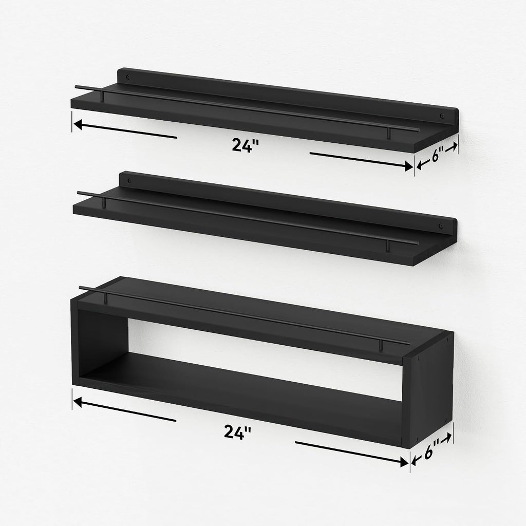 WOPITUES Estantes flotantes para pared de 24 pulgadas con estante d...