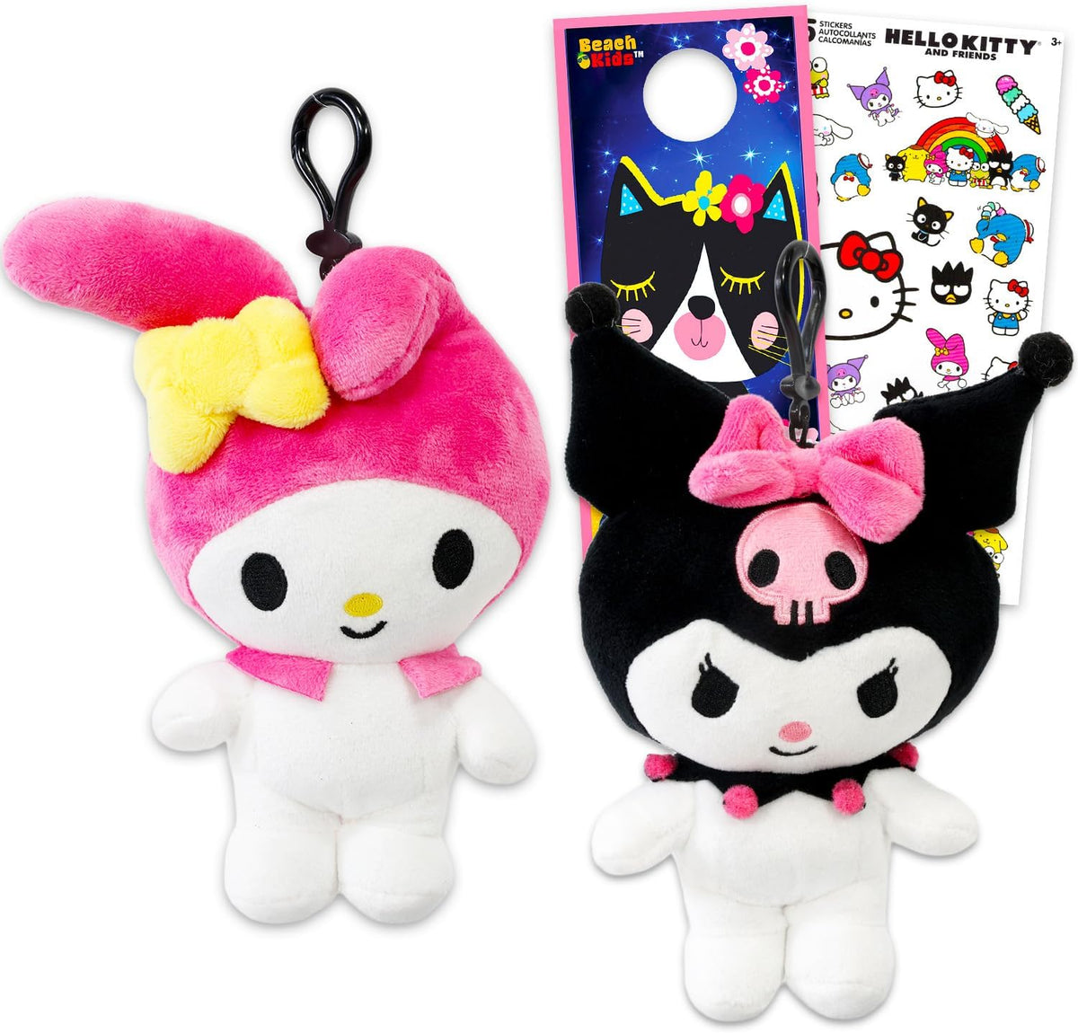 Sanrio Paquete de 2 llaveros de felpa, paquete con My Melody y Kuro...