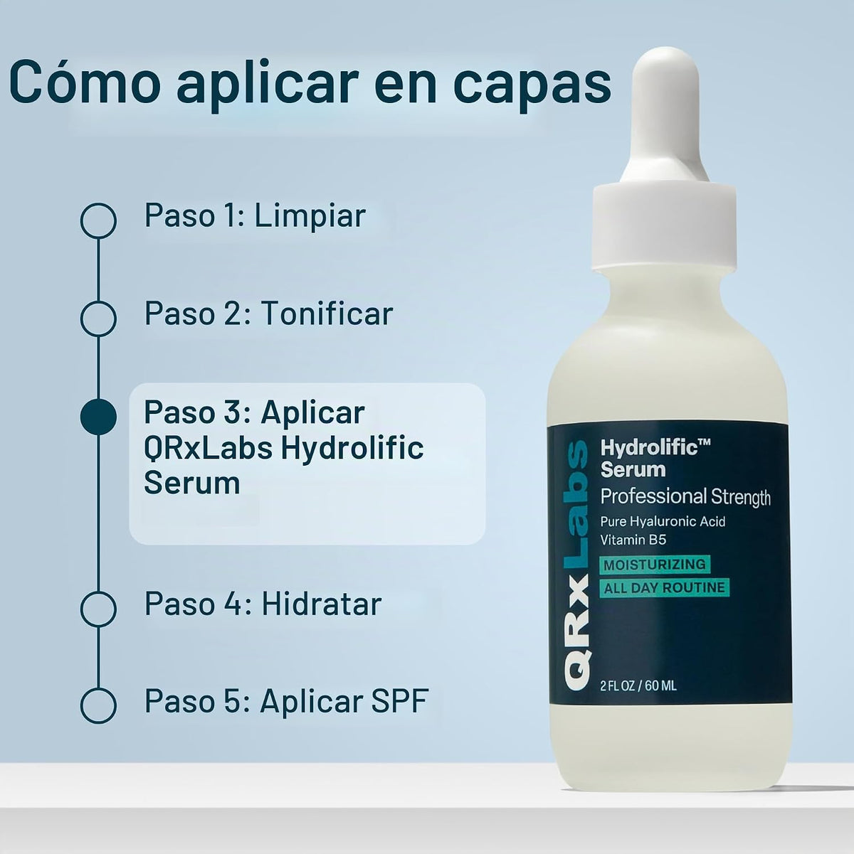 QRxLabs Suero de ácido hialurónico \u2013 Suero de hidratación para...